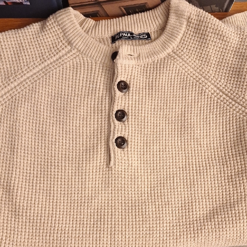 PJ Paul Jones Men's Cream Crewneck Sweater